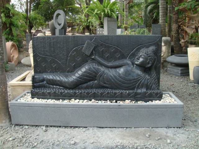 fontaine Bouddha pierre noire indonesia pour www.selamat.asia sourcing bali