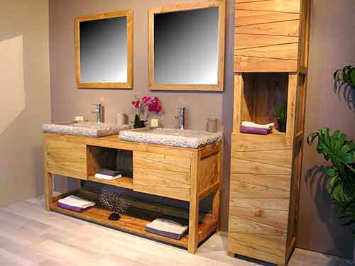 Vente meubles salle de bain en bois exotique par agent export Bali en sourcing indonesie.