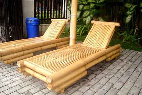Vente mobilier extérieur en bambou (sun bed) par agent export bali indonesie.