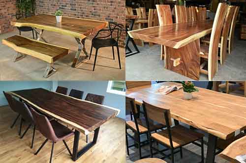 Vente de 4 grandes tables en bois exotique d’Indonésie par agent export à Bali.